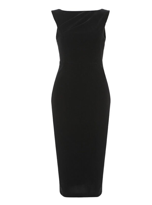 Valentina Black Midi Velvet Backless Dress