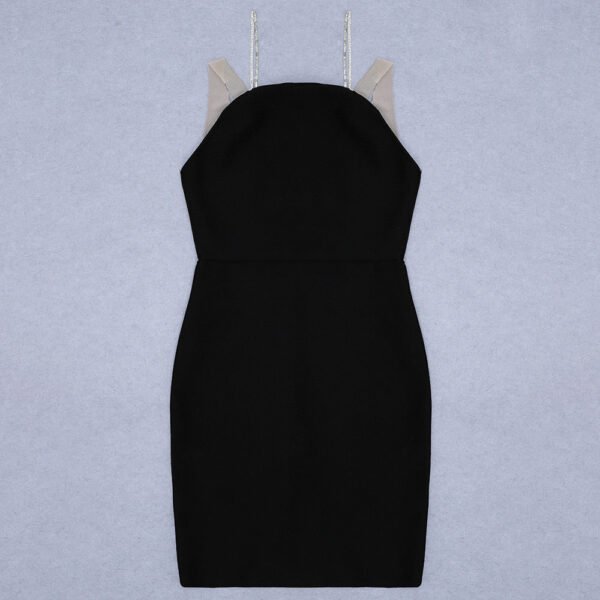 Londyn Black Embellished Backless Mini Dress - Image 10