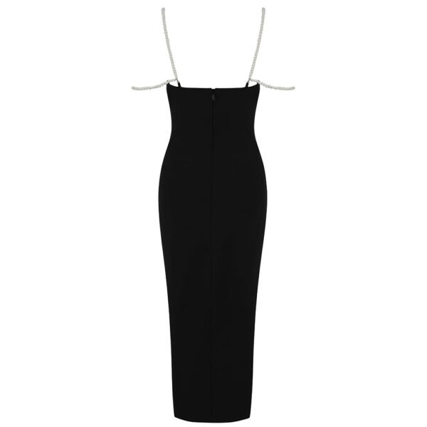 Marissa Pearl Straps Open Back Blaack Midi Dress - Image 2