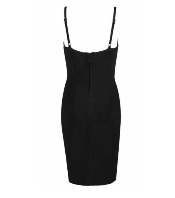 Kendra Black Satin Detail Dress with Bandage - Image 3