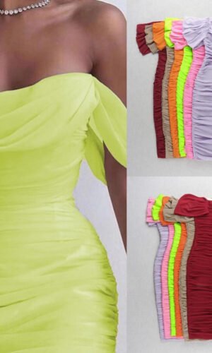 Nicoline Sexy Off Shoulder Midi Dress- Neon Green