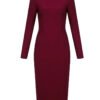 Harmoni Burgundy Long Sleeve Bandage Dress