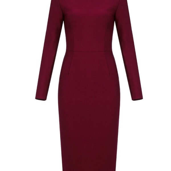 Harmoni Burgundy Long Sleeve Bandage Dress