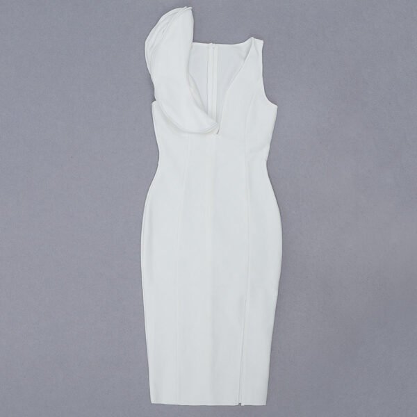 Malia White Frill Shoulder Detail Midi Dress - Image 5