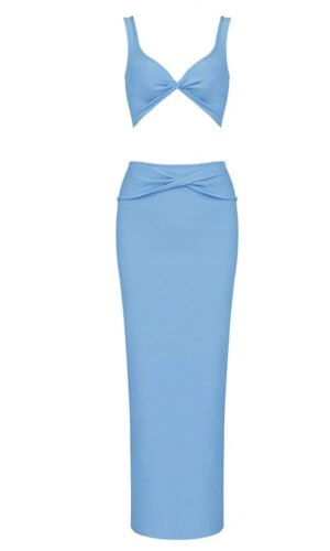 Nylah Light Blue Two Piece Midi Dress