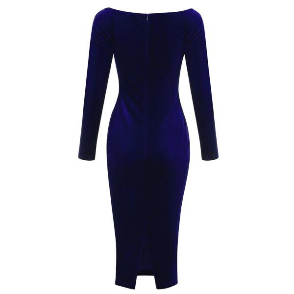 Lauren Blue Off Shoulder Long Sleeve Velvet Midi Dress - Image 4