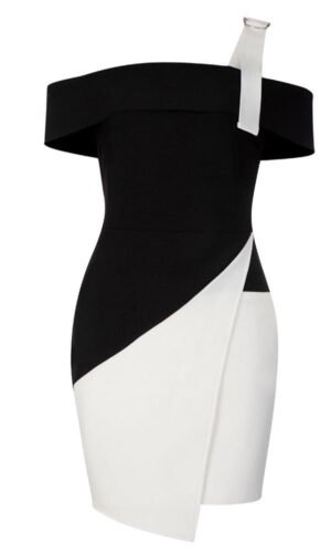Juliette One Shoulder Black White Mini Dress