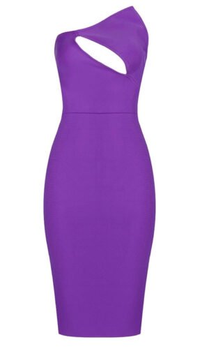 Frances Strapless Purple Midi Bandage Dress