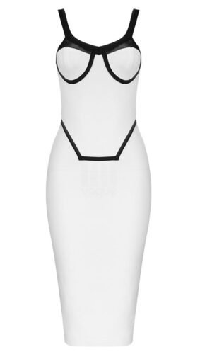 Judith White Spaghetti Strap Midi Dress
