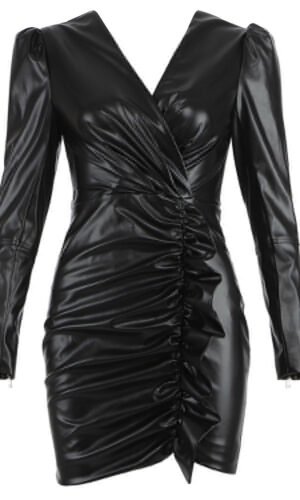 Isla Long Sleeve Mini Faux Leather Black Dress