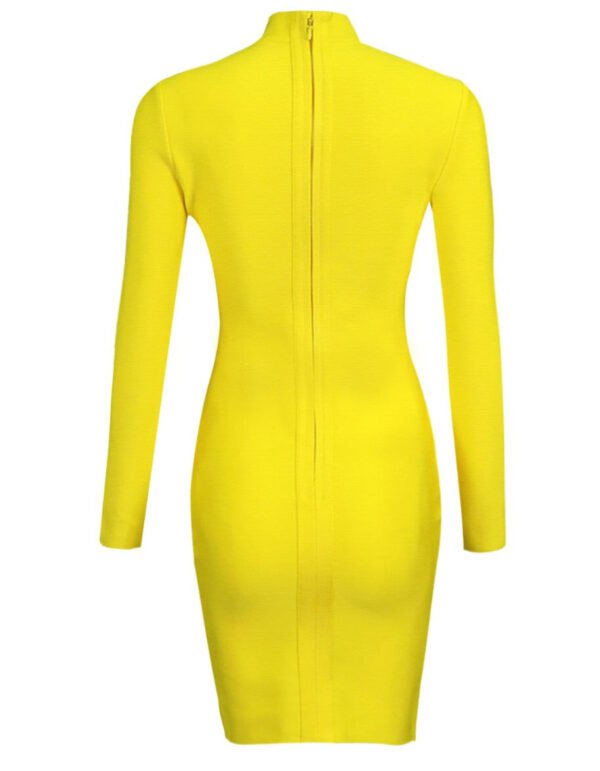 Mae Yellow Long Sleeve Lace Up Front Dress - Image 2