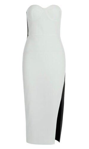 Kailani Black White Strapless Midi Dress