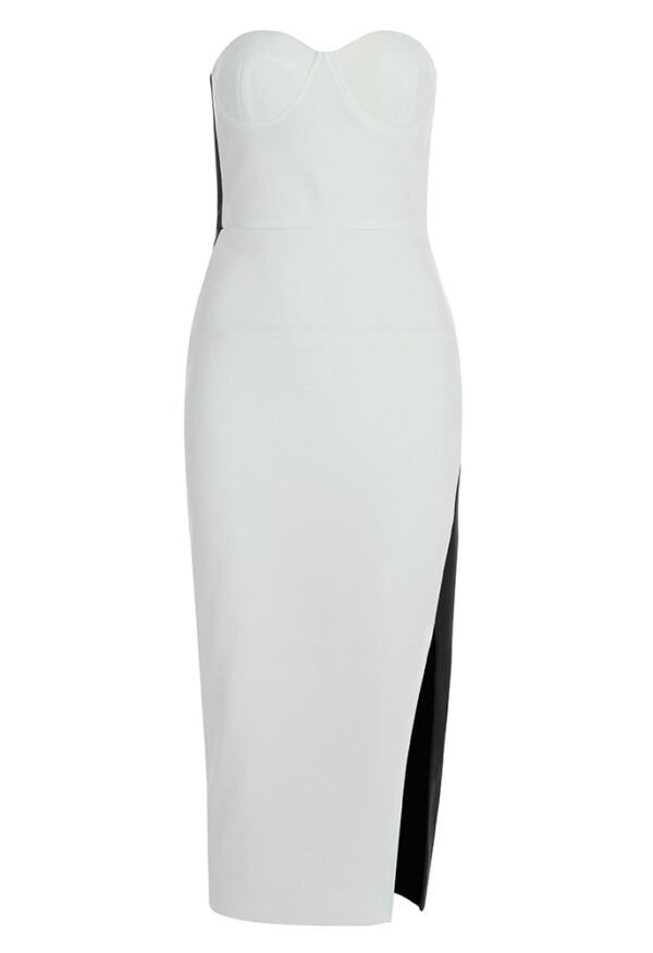 Kailani Black White Strapless Midi Dress