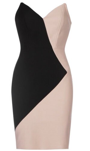 Madeline Black Beige Strapless Dress Mini Dress
