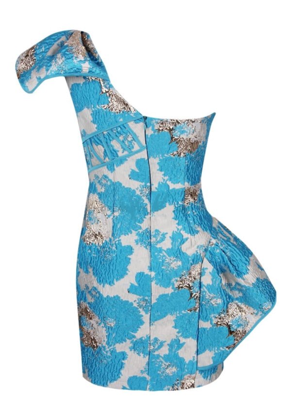 Hope Blue Sleeveless One Strap Frill Mini Dress - Image 3