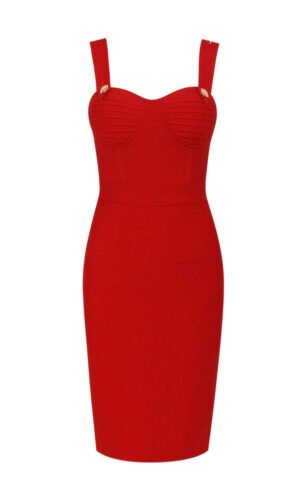 Charleigh Red Strappy Sleeveless Bandage Dress