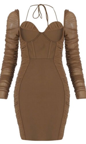 Dakota Brown Long Sleeve Mini Dress