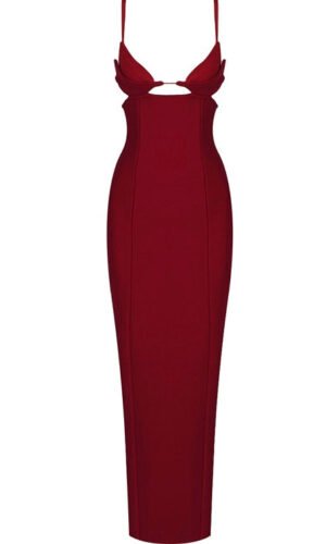 Lucia Burgundy Spaghetti Strap Backless Midi Dress