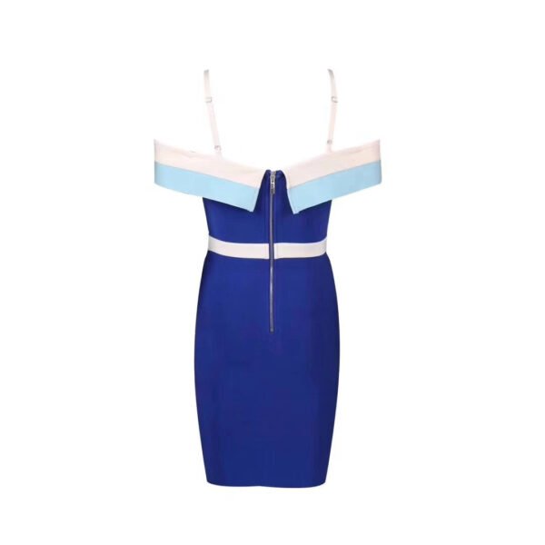 Katalina Blue Off Shoulder Strap Bandage Dress - Image 3