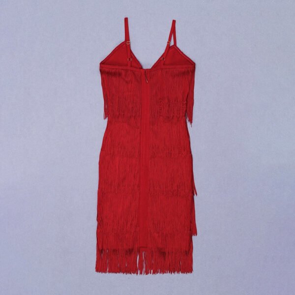 Janana Red Tassel Bandage Dress - Image 12