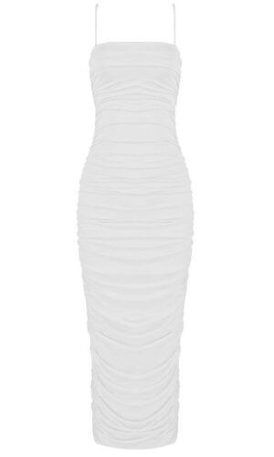 Halie Sexy Loose Spaghetti Strap Midi Summer Dress- White