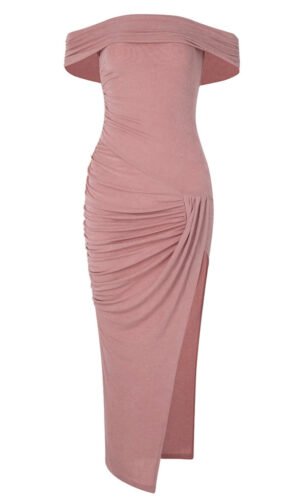 Lucy Blush Pink Off Shoulder Midi Dress