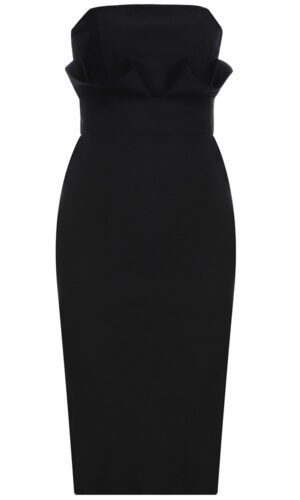 Kaylani Black Strapless Midi Bandage Dress
