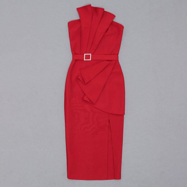 Kendra Strapless Red Midi Dress - Image 6