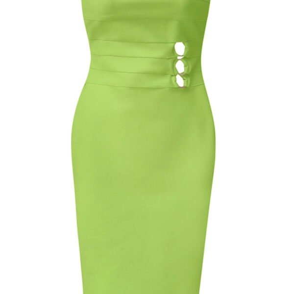 Henley Strapless Green Cut Out Detail Mini Dress