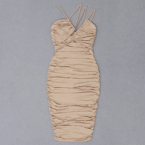 Faith Strappy Sleeveless Beige Midi Dress - Image 5