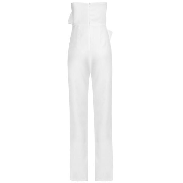 Kai Strapless White Bow Detail Jumpsuit - Image 2