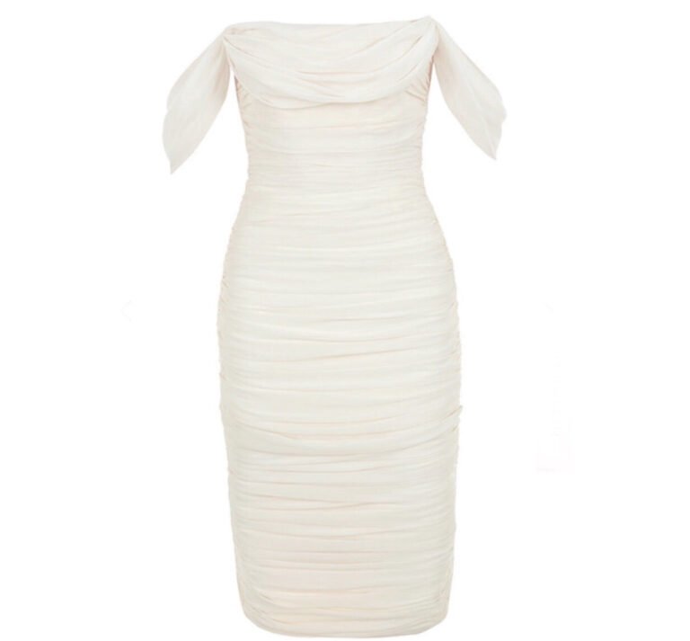 Nicoline Ivory Sexy Off Shoulder Midi Dress