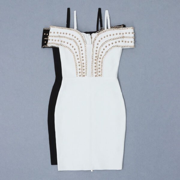 Malysa White Mini Metal Studded Bandage Dress - Image 5