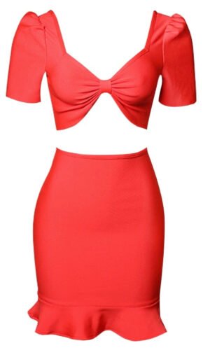 Farida Red Mini Two Piece Dress