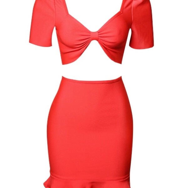 Farida Red Mini Two Piece Dress