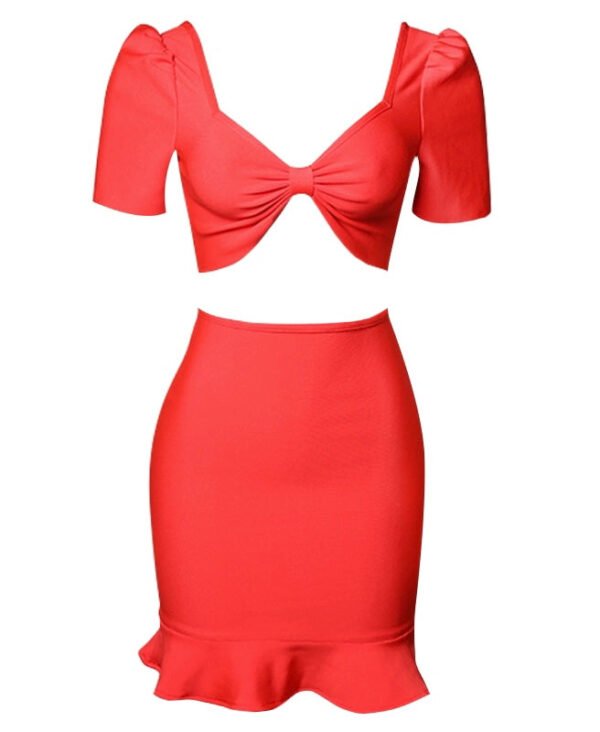 Farida Red Mini Two Piece Dress