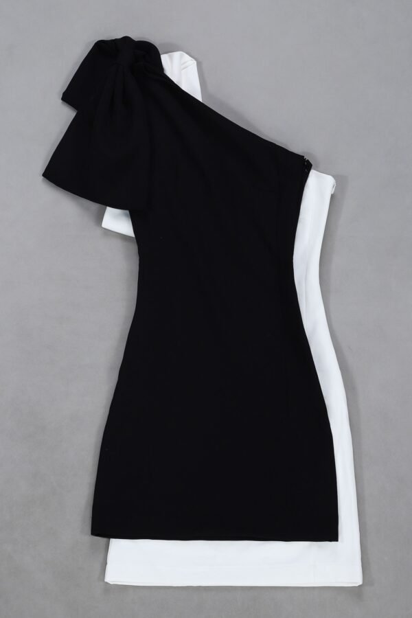 Letta Big Bow Shoulder Dress- Black - Image 7