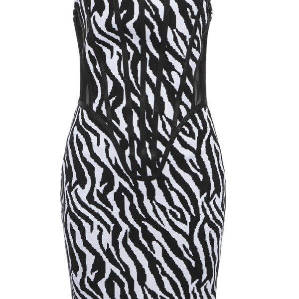 Kadence Black White Print Strapless Mini Dress