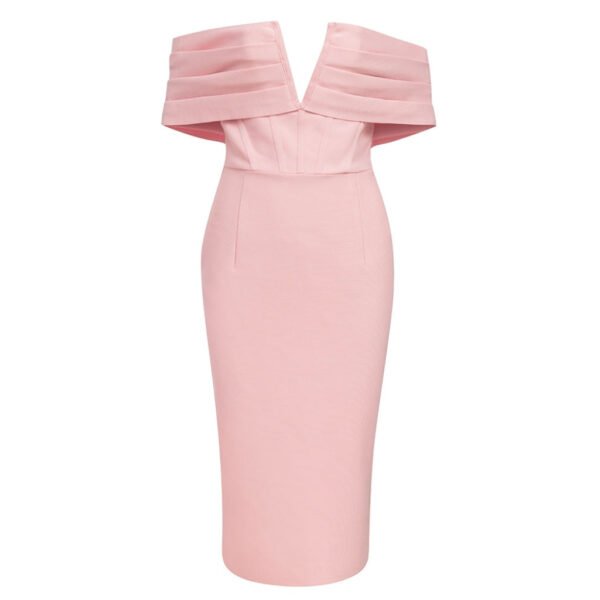 Amirah Pink Off Shoulder Structured Midi Dress