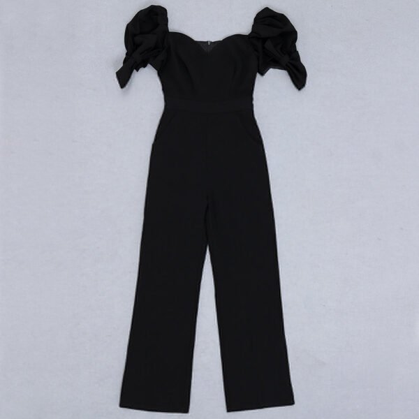 Livia Puff Sleeve Black Jumpsuit - Image 6