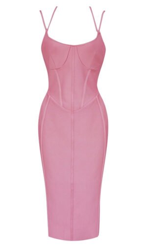 Shelby Pink Halter Bustier Midi Dress