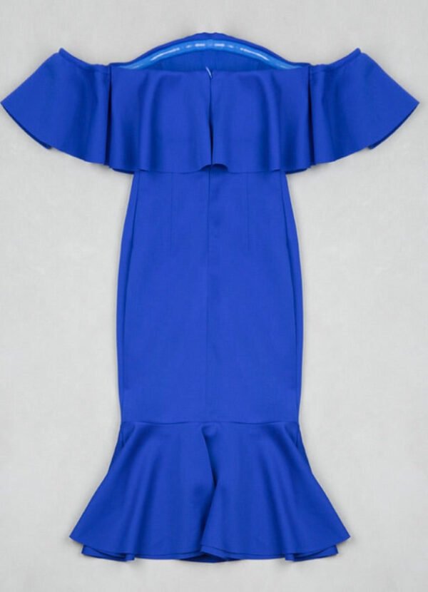 Azalea Blue Ruffle Fluted Midi Dress - Image 8