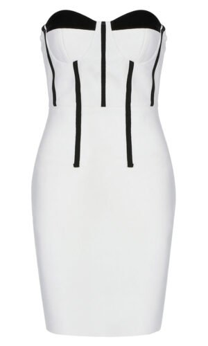 Lyla Black White Strapless Bustier Mini Dress