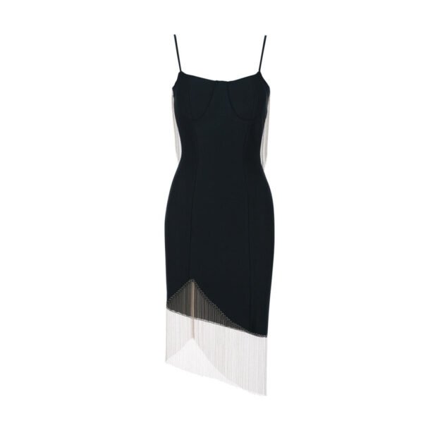 Caitlin Black Gold Tassel Bandage Dress - Image 3