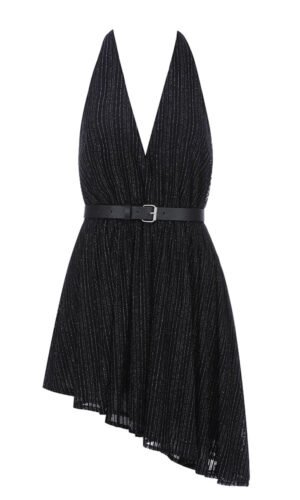 Leslie Black Sexy Open Back Halter Dress