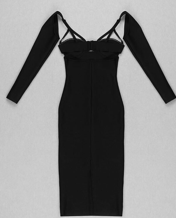 Miriam Black Strappy Long Sleeve Cut Out Midi Dress - Image 5