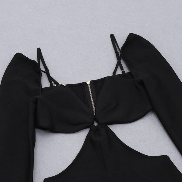 Cassidy Strappy Cut Out Long Sleeve Midi Black Dress - Image 12