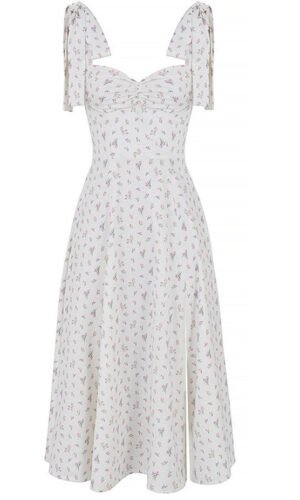 Melissa Floral Midi Bodycon Dress with Front Slit