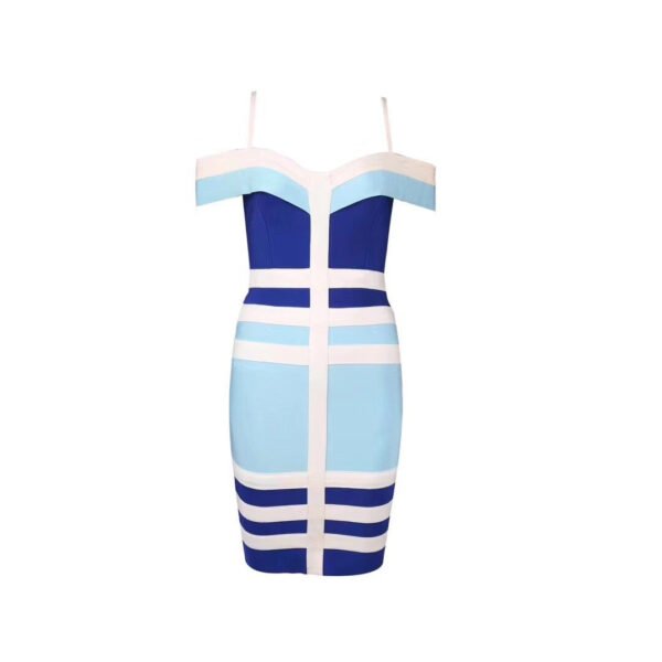 Katalina Blue Off Shoulder Strap Bandage Dress - Image 2