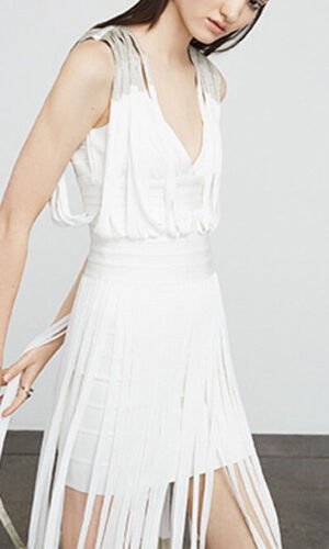 Bo White Tassel Bandage Dress